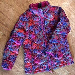 North Face girls flower puffer coat size XL